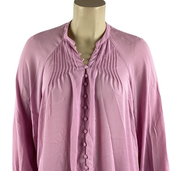 Torrid Mauve Mist Georgette Smocked Blouson Sleeve Blouse Size 2X Feminine Boho - Picture 2 of 7